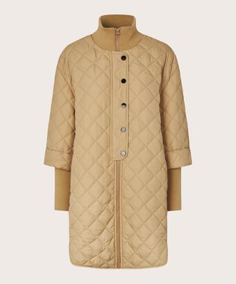 Steppjacke mit Reißverschluss und Strickdetails, Travertine