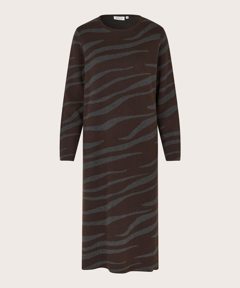 Strickkleid aus Wollmischung mit hohen Schlitzen, Coffee Bean