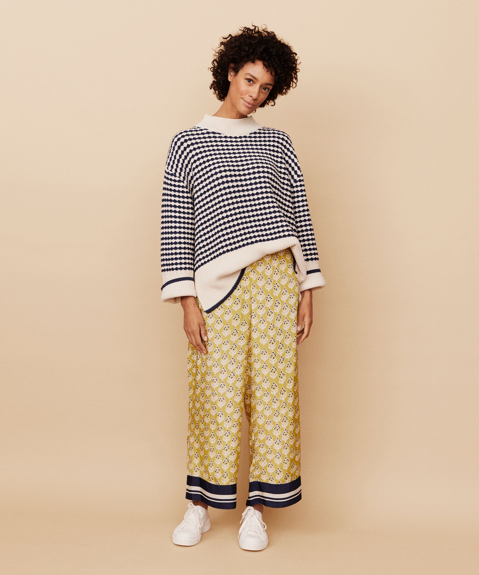 Hochgeschlossener Strickpullover aus Baumwolle, Mood Indigo