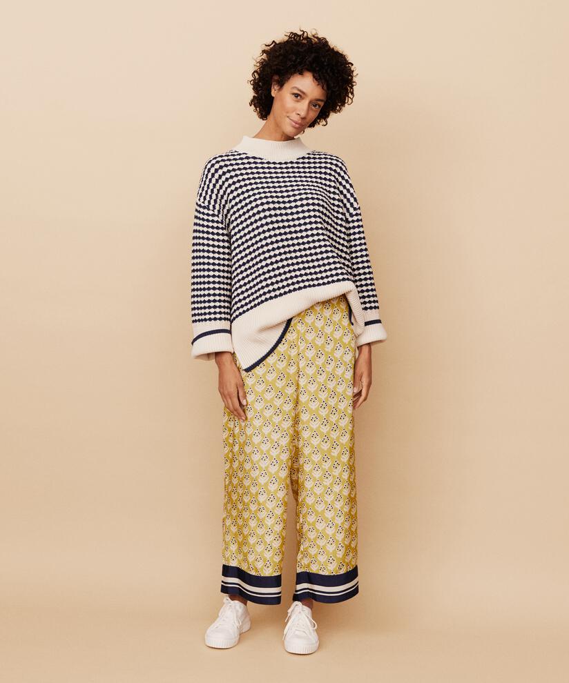 Hochgeschlossener Strickpullover aus Baumwolle, Mood Indigo