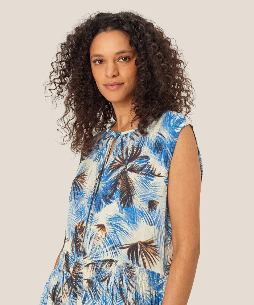 Bedrucktes Jerseykleid mit Bindebändern am Hals, Della Blue