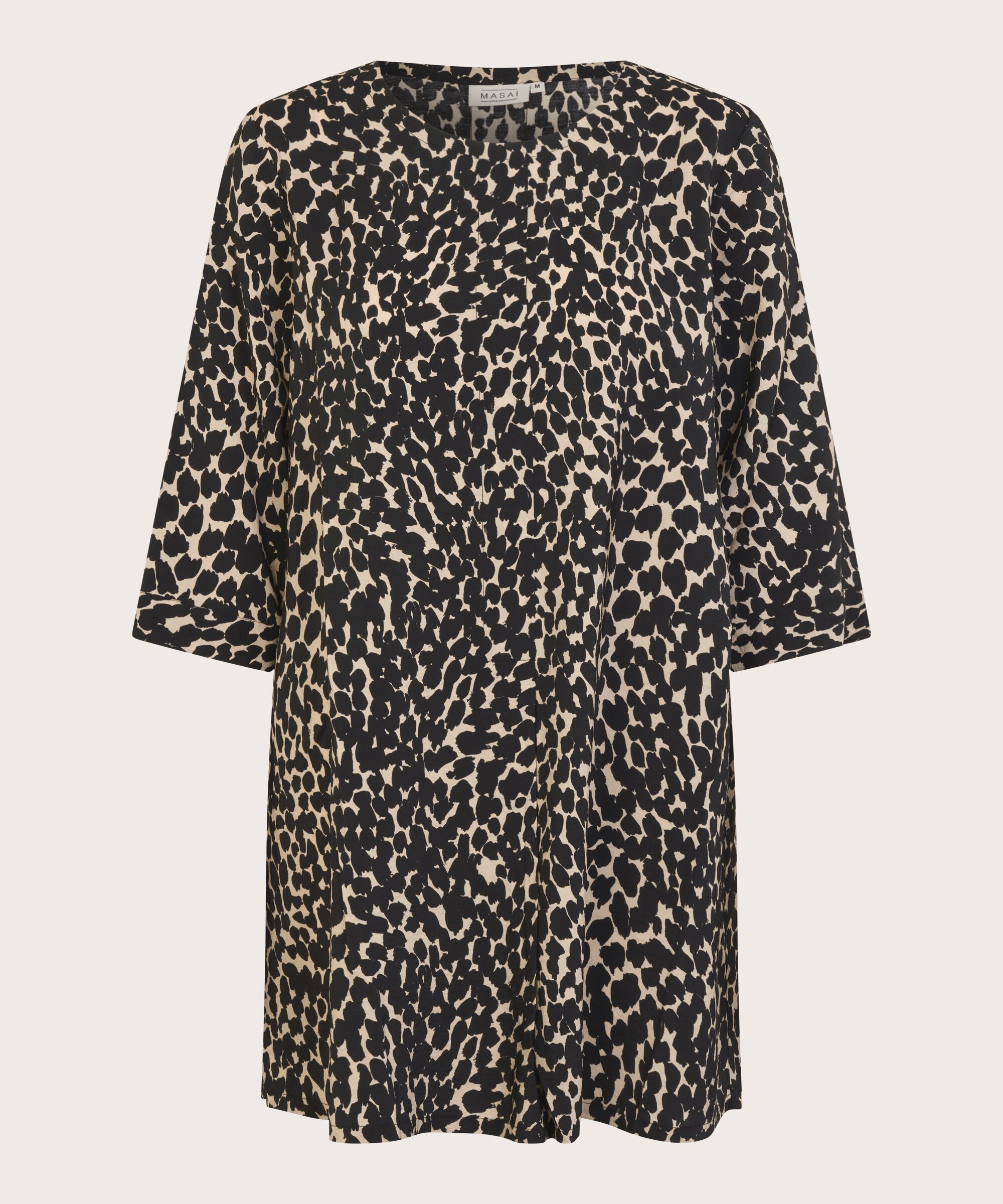 Bedruckte Viskose-Tunika mit 3/4-Ärmeln, Black