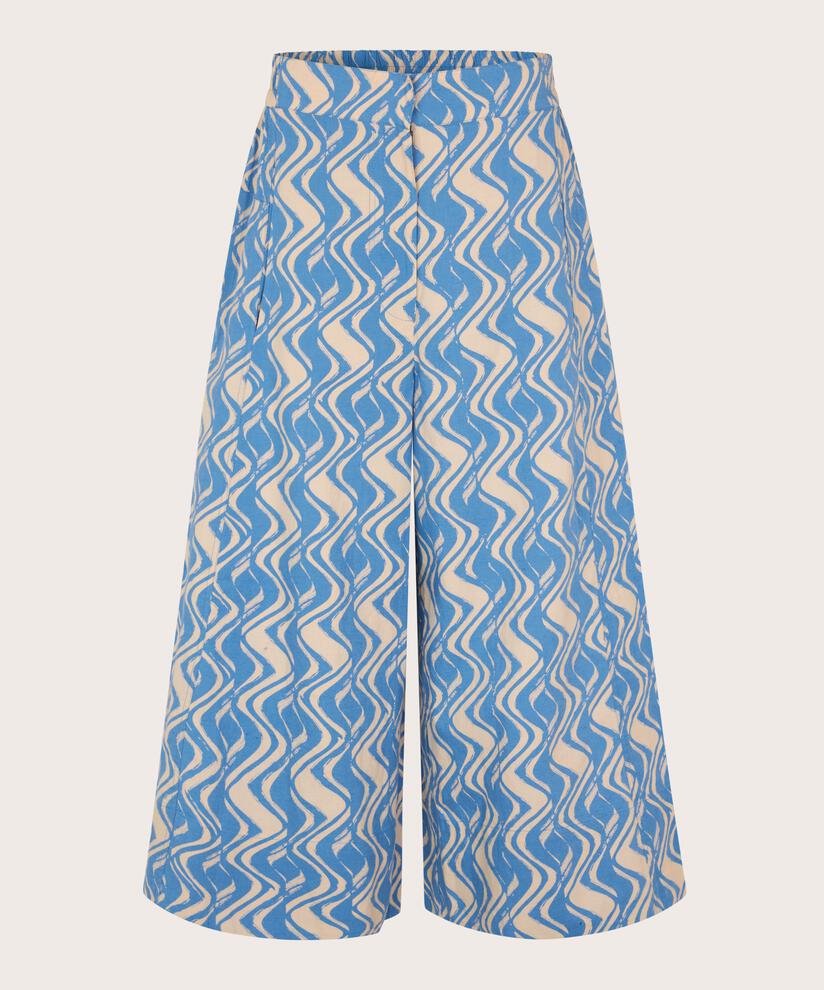 Bedruckte Baumwollhose mit weitem Bein, Blue Bonnet