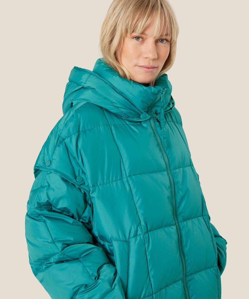 Daunenjacke mit abnehmbarer Kapuze und Ärmeln, Teal