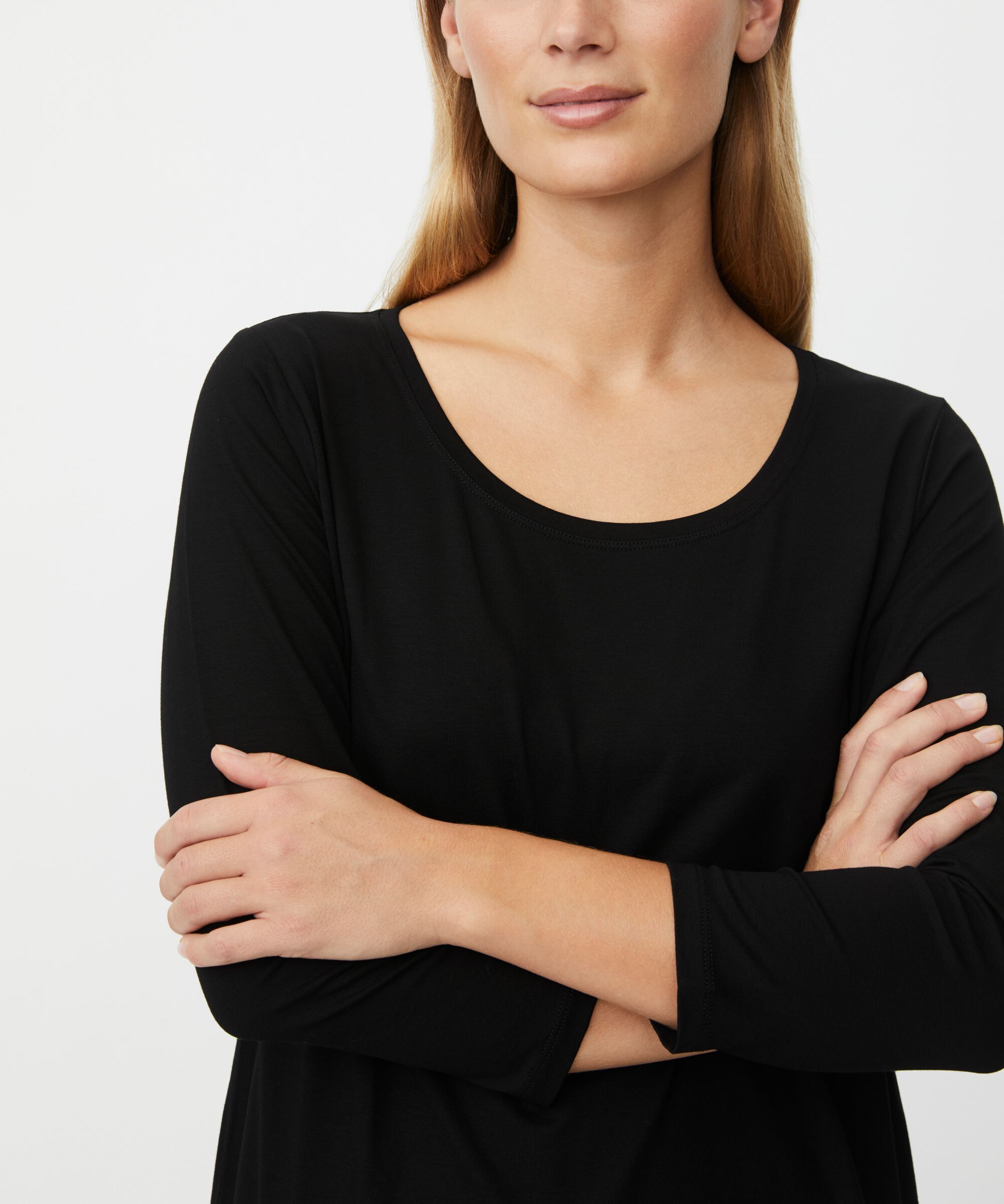 Shirt Mit Rundem Hals, Black