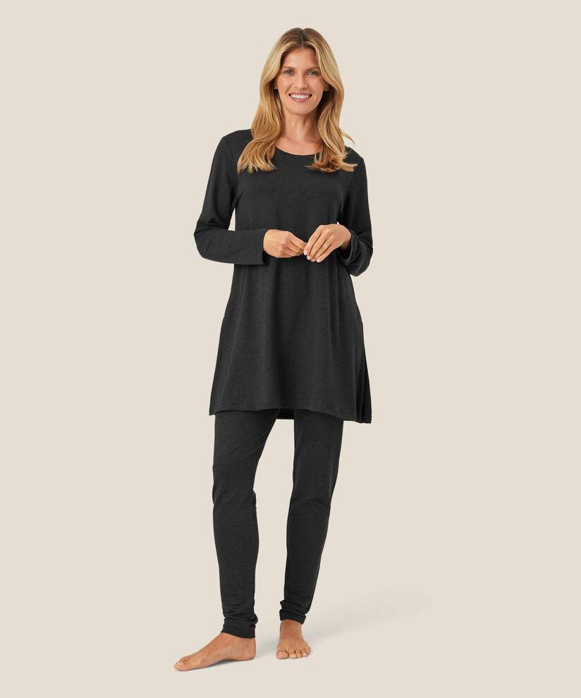 JERSEY-Tunika mit langen Ärmeln, D. Grey mel.