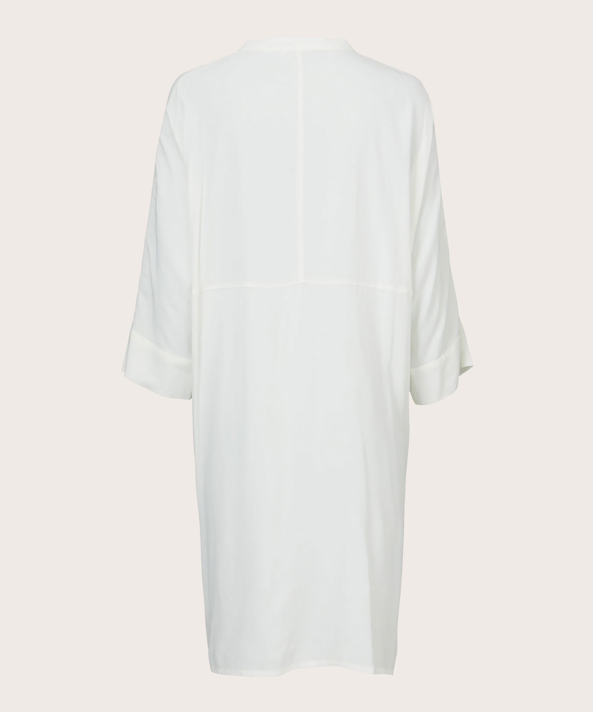 Hemdblusenkleid Aus Viskose Mit Dreiviertelärmeln, Cream