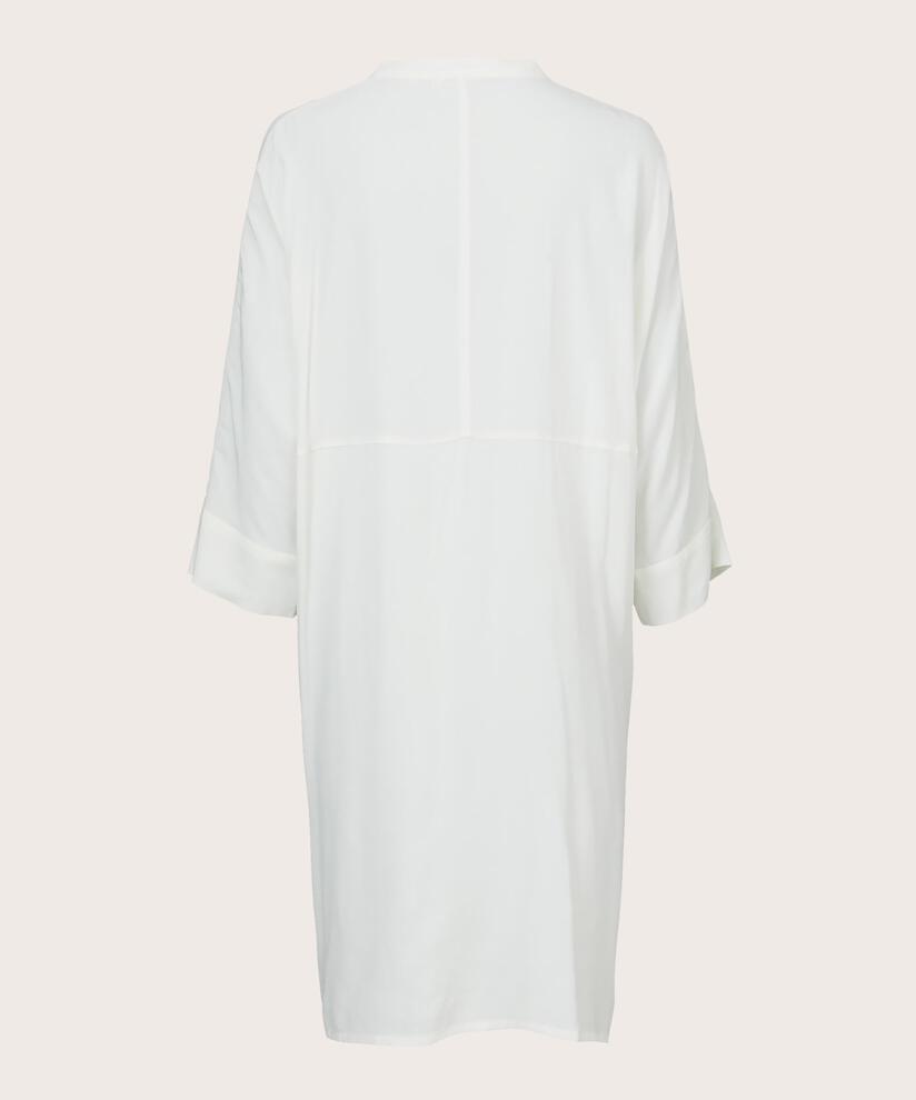 Hemdblusenkleid Aus Viskose Mit Dreiviertelärmeln, Cream