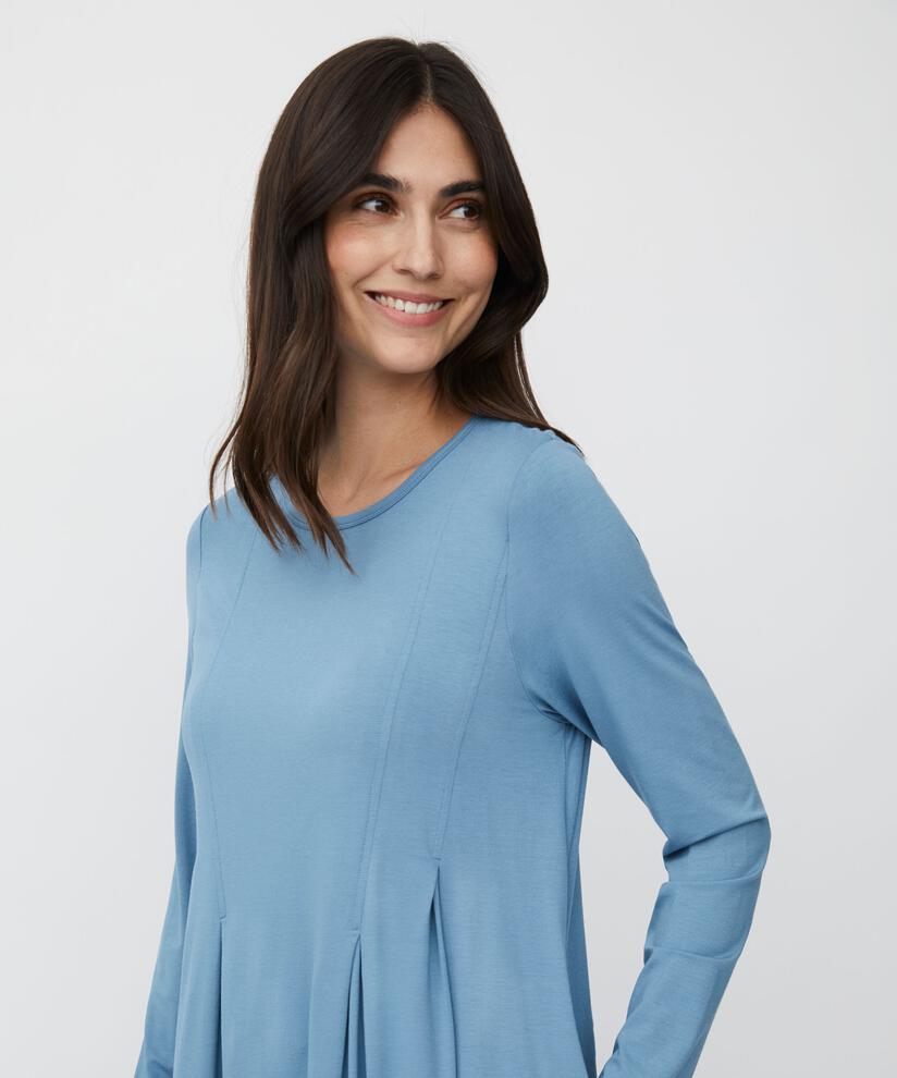 Jersey-Tunika mit Falten und Eingrifftaschen, Proven Blue