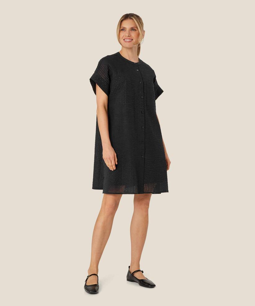 Hemdblusenkleid aus helltransparenter Baumwolle, Black