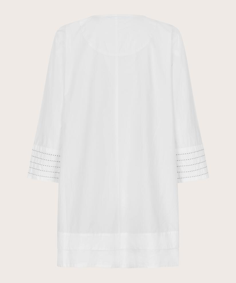 Rundhals-Baumwolltunika mit Knopfleiste, White