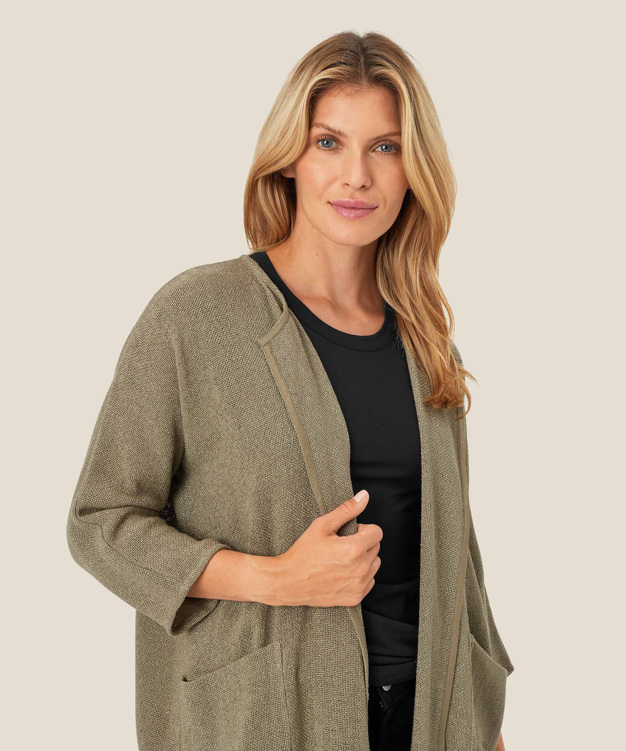 Lange Jacke Aus Bouclé, Vetiver