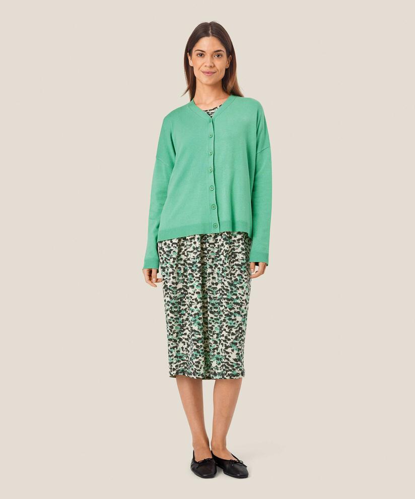 Feinstrick-Cardigan mit V-Ausschnitt, Winter Green