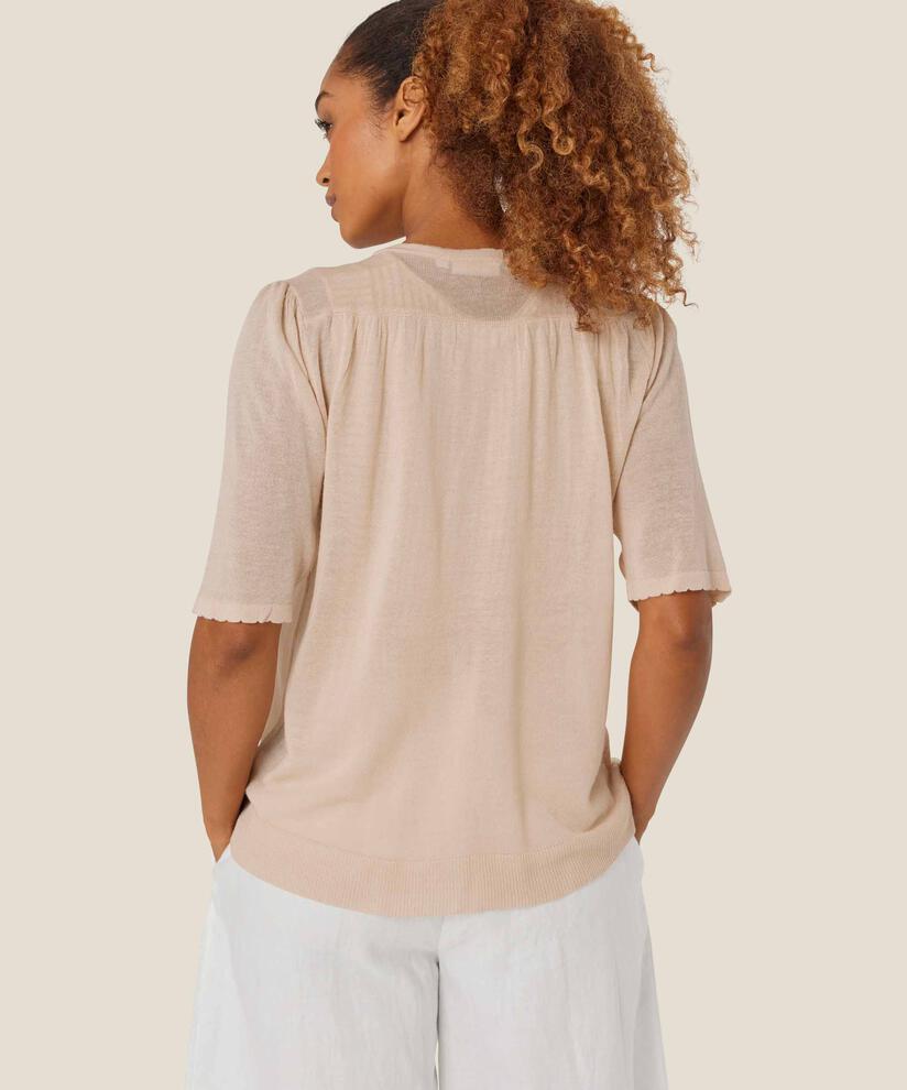 Kurzärmliger Cardigan aus Leinenmischung, Natural