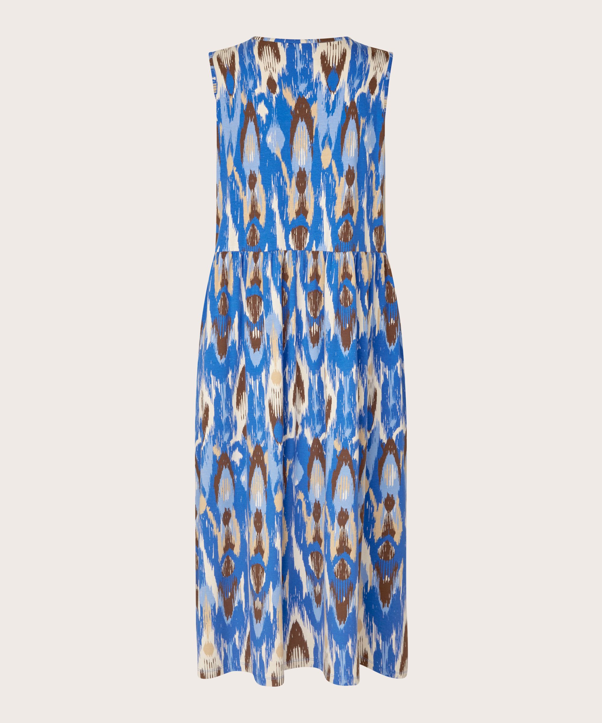 Bedrucktes Jerseykleid mit Bindebändern am Hals, Nebulas Blue