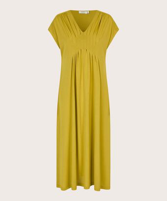 kurzärmliges Jerseykleid mit femininen Falten, Burnish Gold