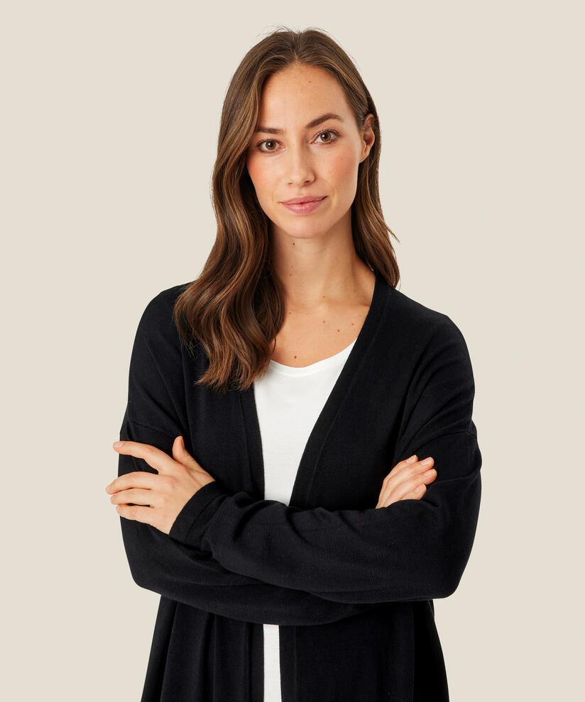 Feinstrick-cardigan Mit Geradem Schnitt, Black