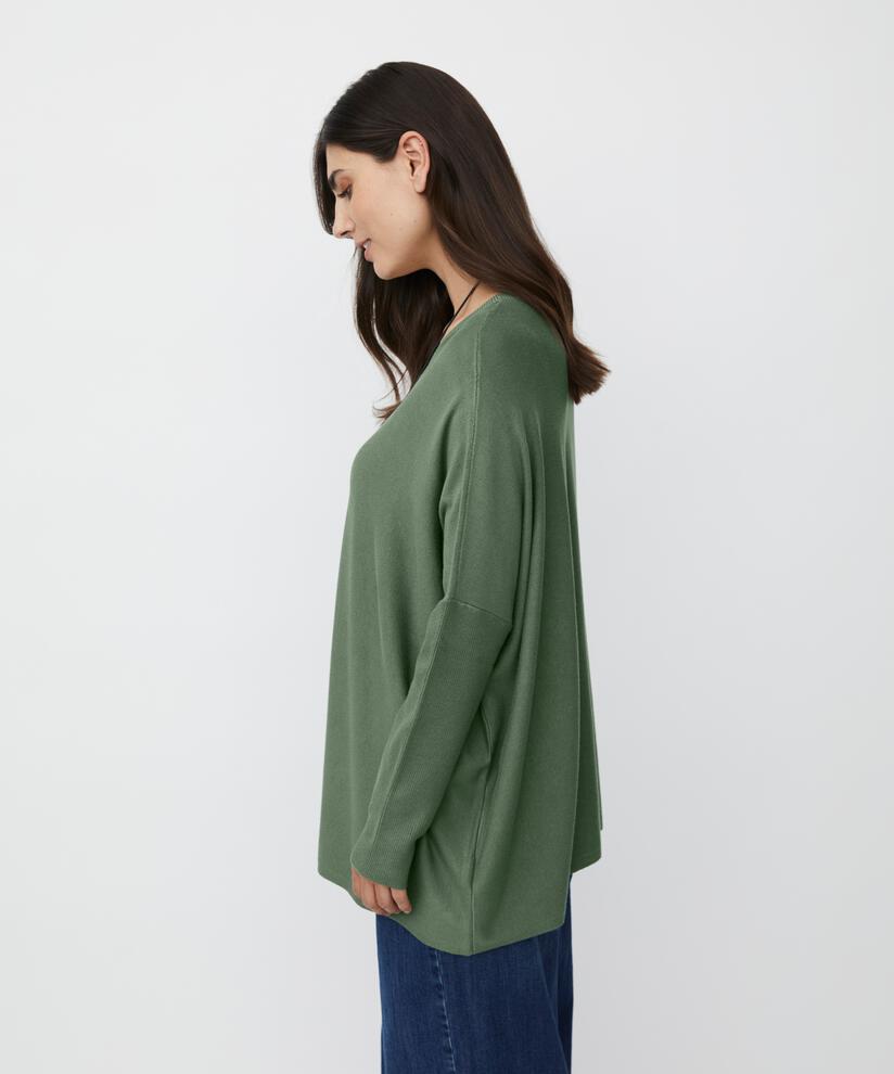Oversize-pullover Mit Schmalen Ärmeln, Duck Green