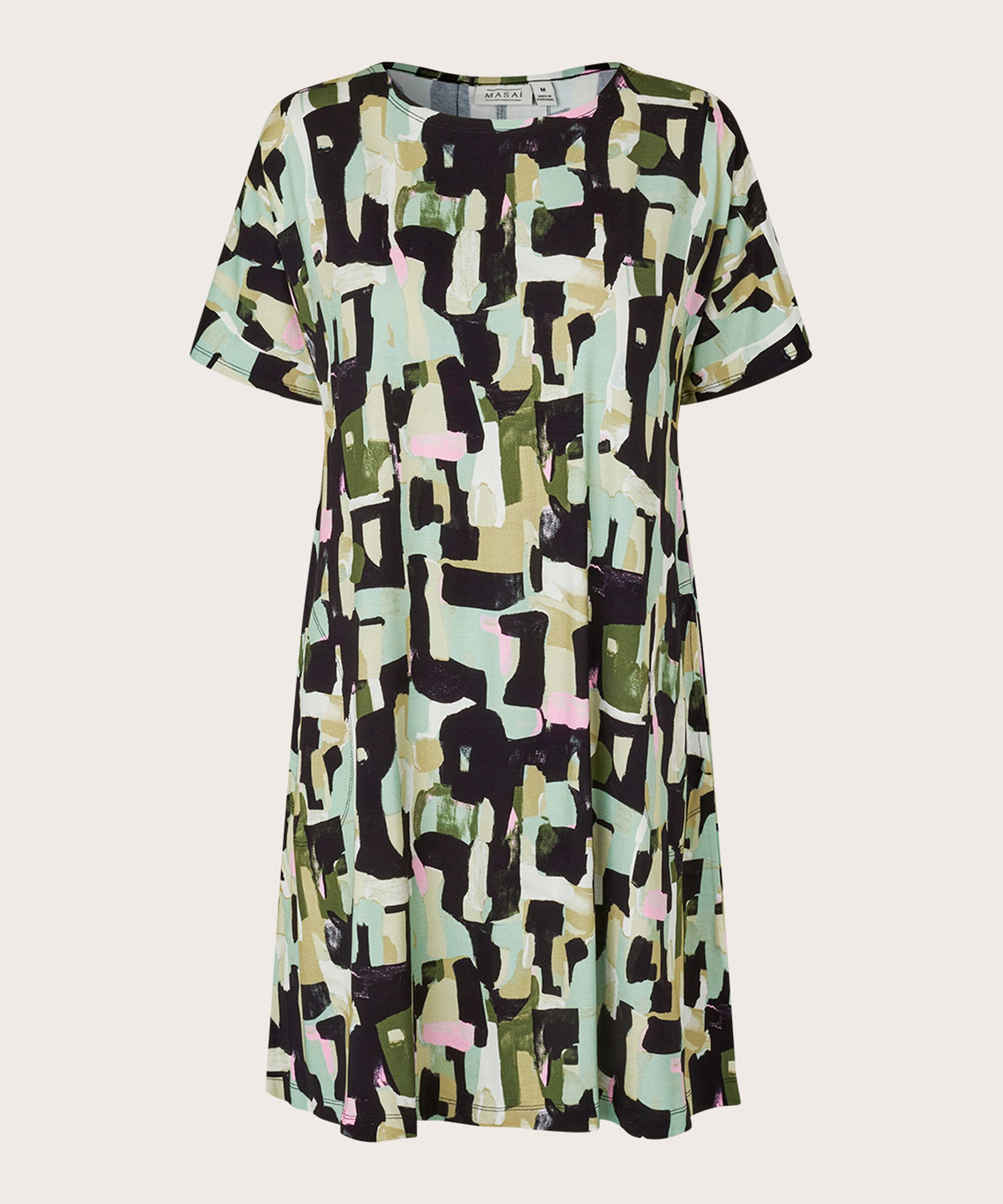 Bedruckte Jersey-Tunika mit Eingrifftaschen, Frosty Green