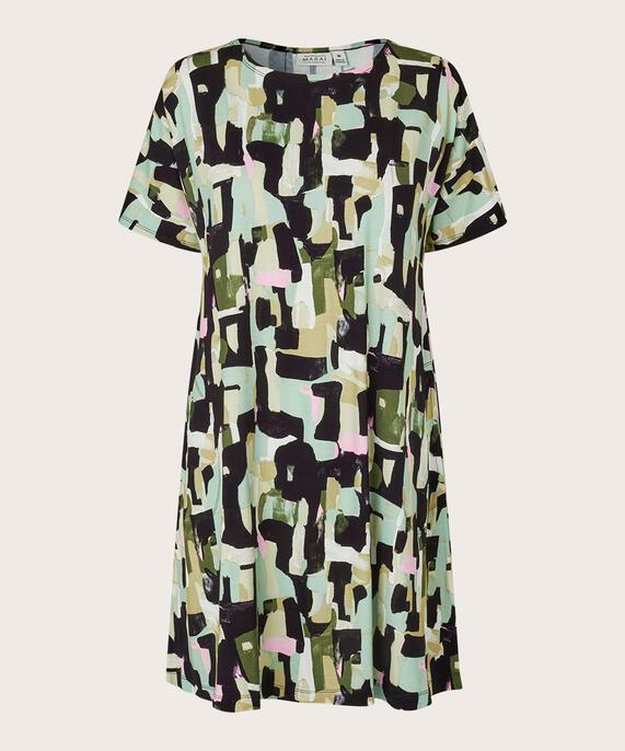 Bedruckte Jersey-Tunika mit Eingrifftaschen, Frosty Green