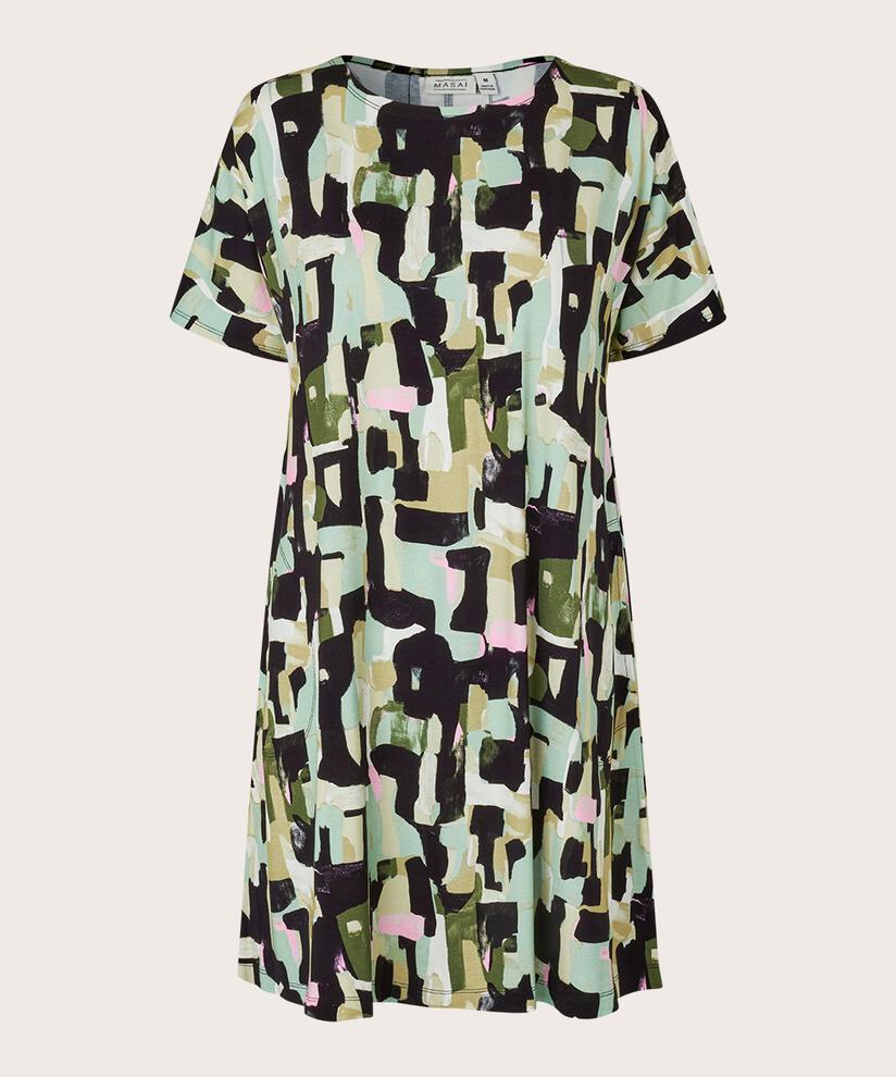 Bedruckte Jersey-Tunika mit Eingrifftaschen, Frosty Green