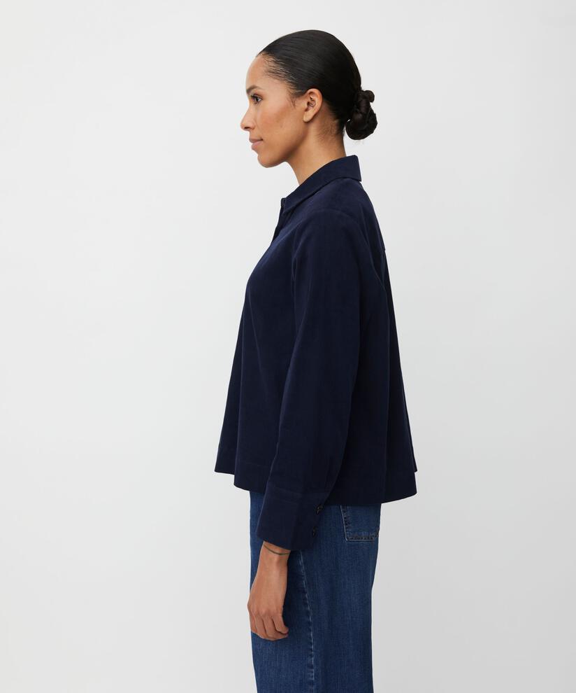 Samthemdjacke mit Kragen, Navy Blazer