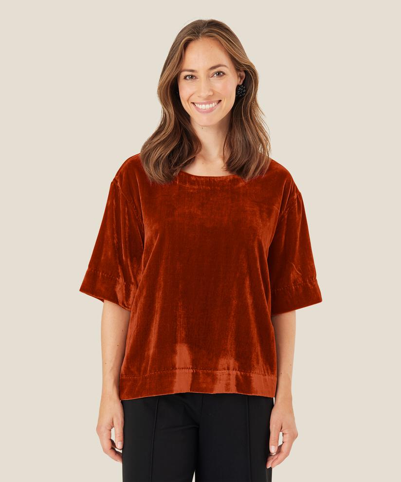 Veloursbluse mit Schleifendetail, Picante
