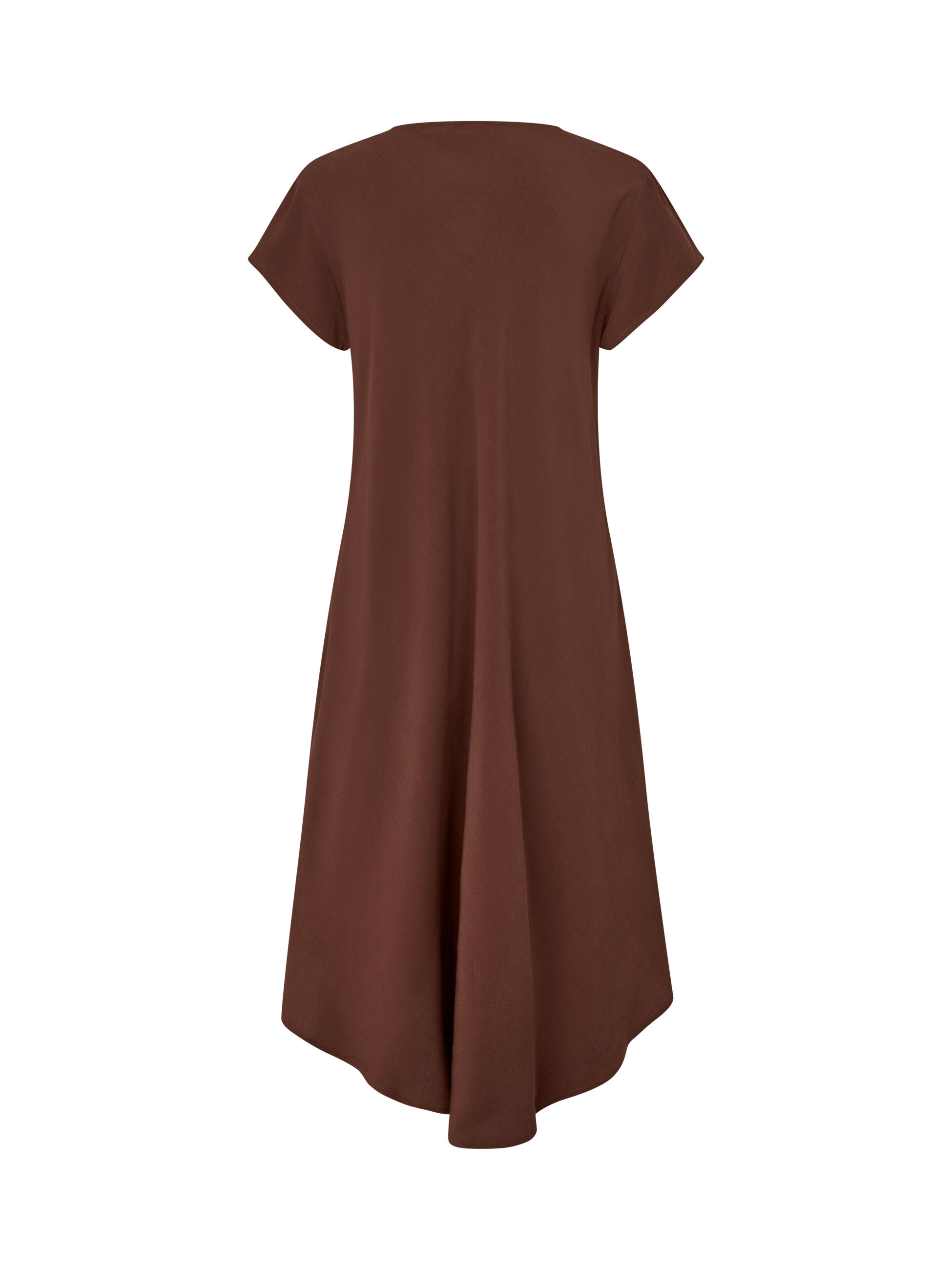 Viskosekleid mit kurzen &Auml;rmeln und V-Ausschnitt, Sh. Chocolate