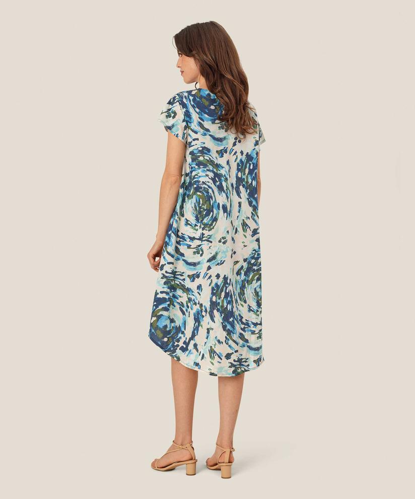 Bedrucktes Viskosekleid Mit V-ausschnitt, Cendre Blue
