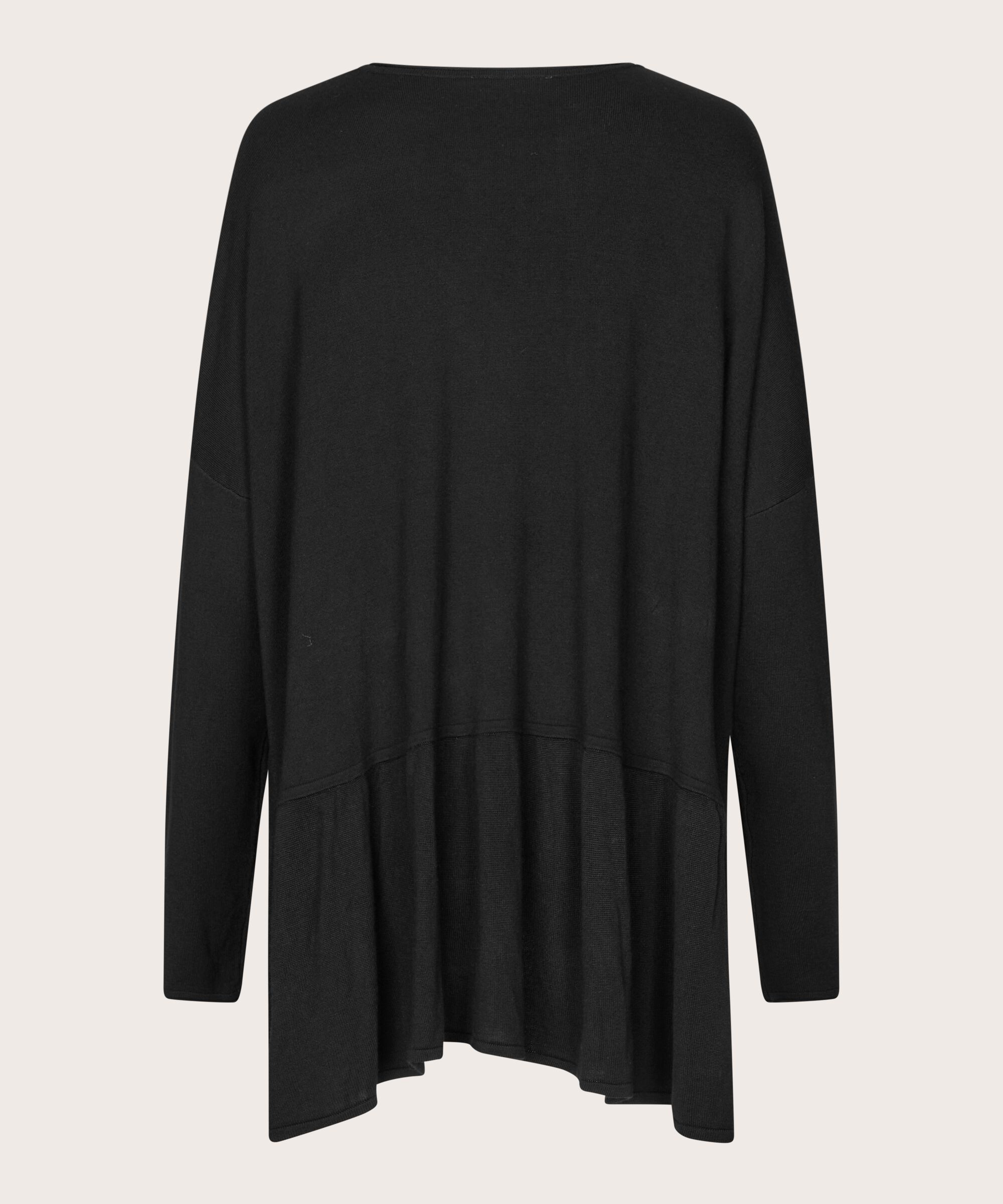 Feinstrickpullover mit Rundhalsausschnitt, Black