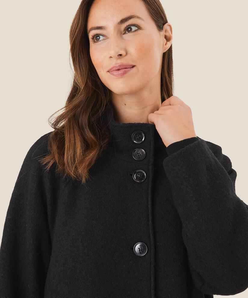 Mantel aus Wollmischung, Black