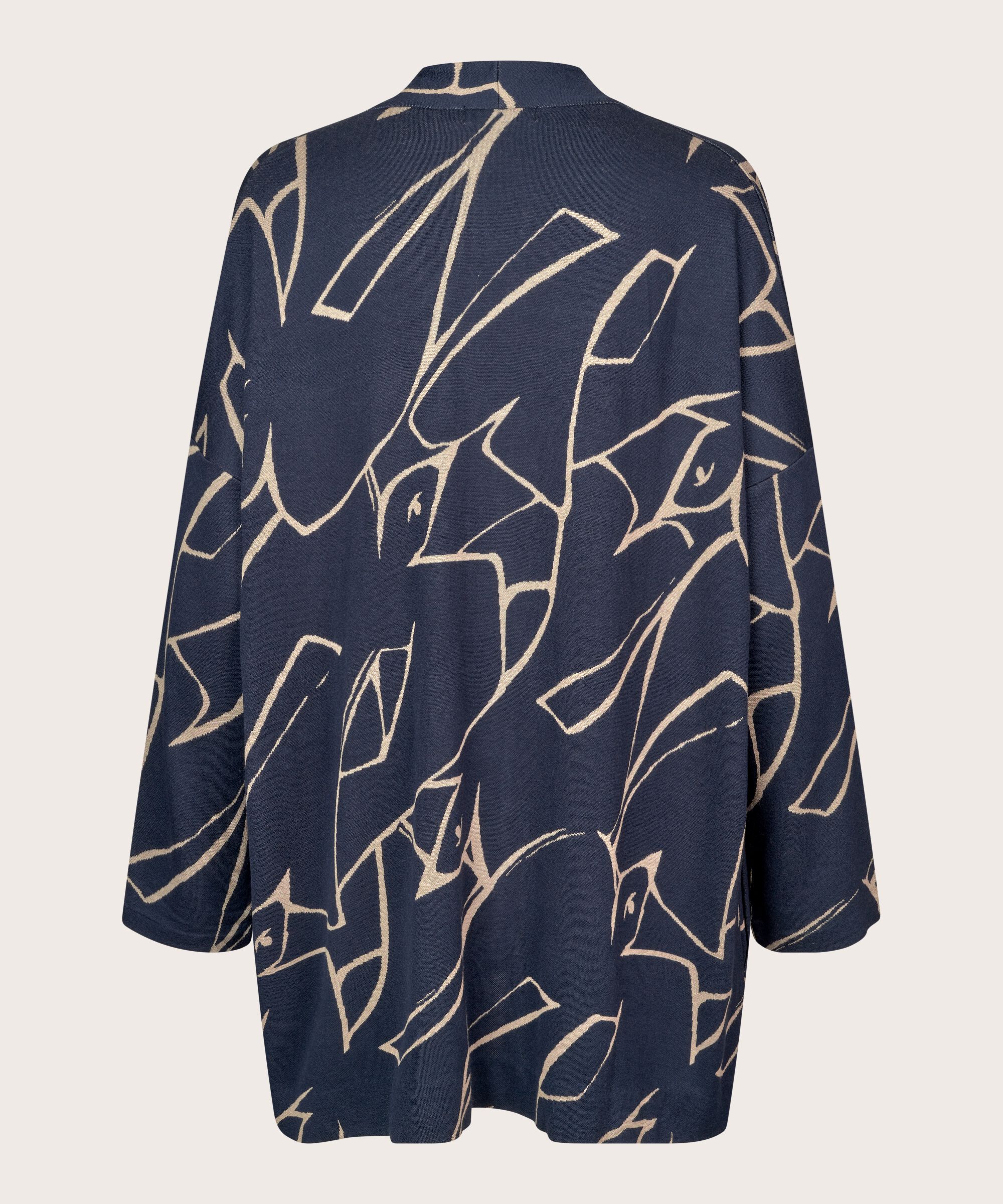 Bedruckter Jersey-Cardigan mit schmalen Ärmeln, Navy Blazer