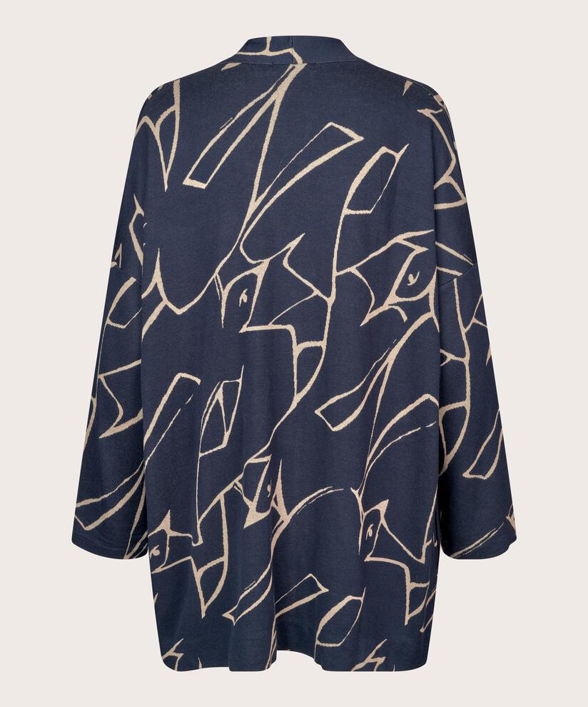 Bedruckter Jersey-Cardigan mit schmalen Ärmeln, Navy Blazer