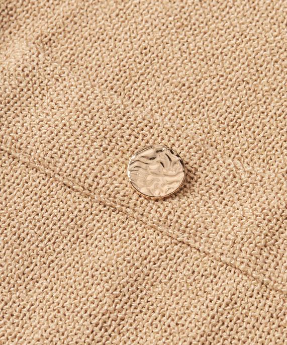 Bouclé-Jacke mit Taschen und goldenen Knöpfen, Travertine