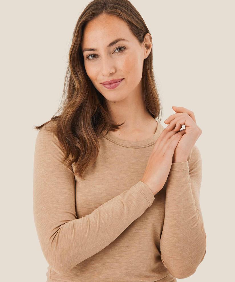 Shirt Mit Rundem Hals, Toffee Melange