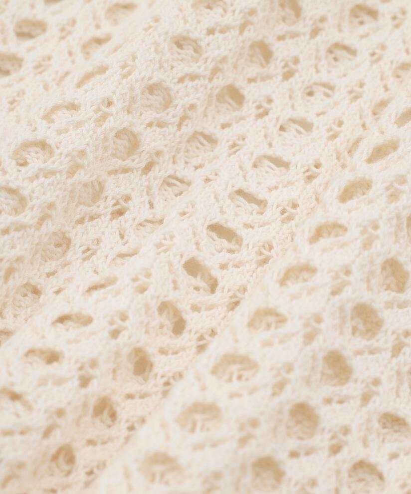 Strickpullover aus Baumwolle mit Lochmuster, Whitecap