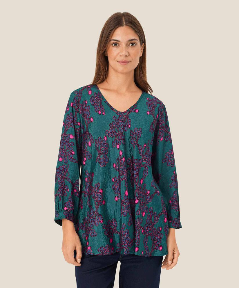 Bedruckte Viskosebluse Mit V-ausschnitt, Reflect Pond