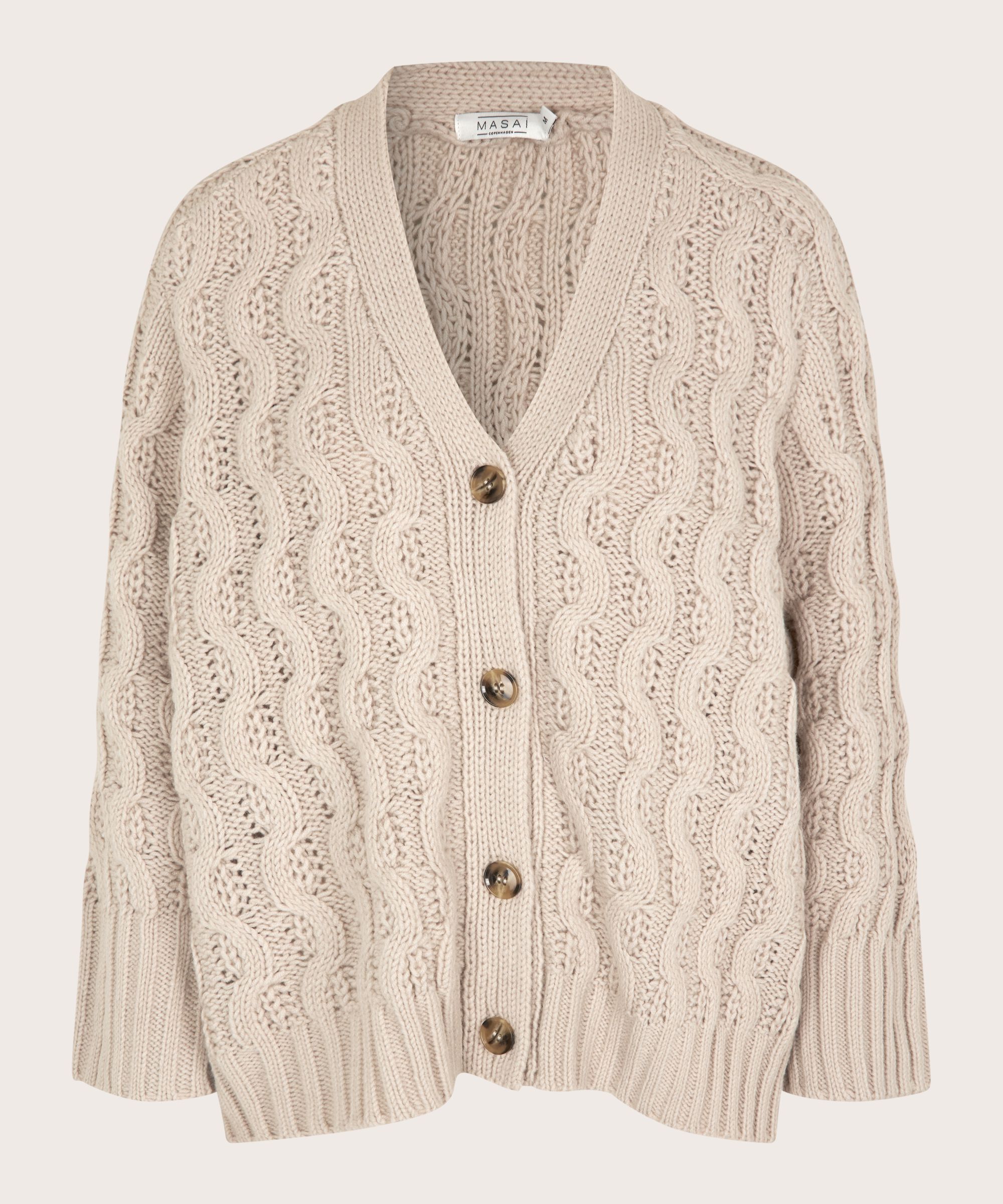 Strickjacke mit Zopfmuster, Silver Cloud