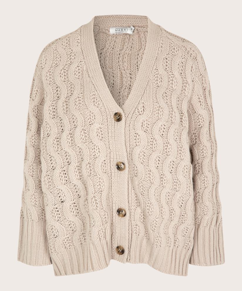 Strickjacke mit Zopfmuster, Silver Cloud