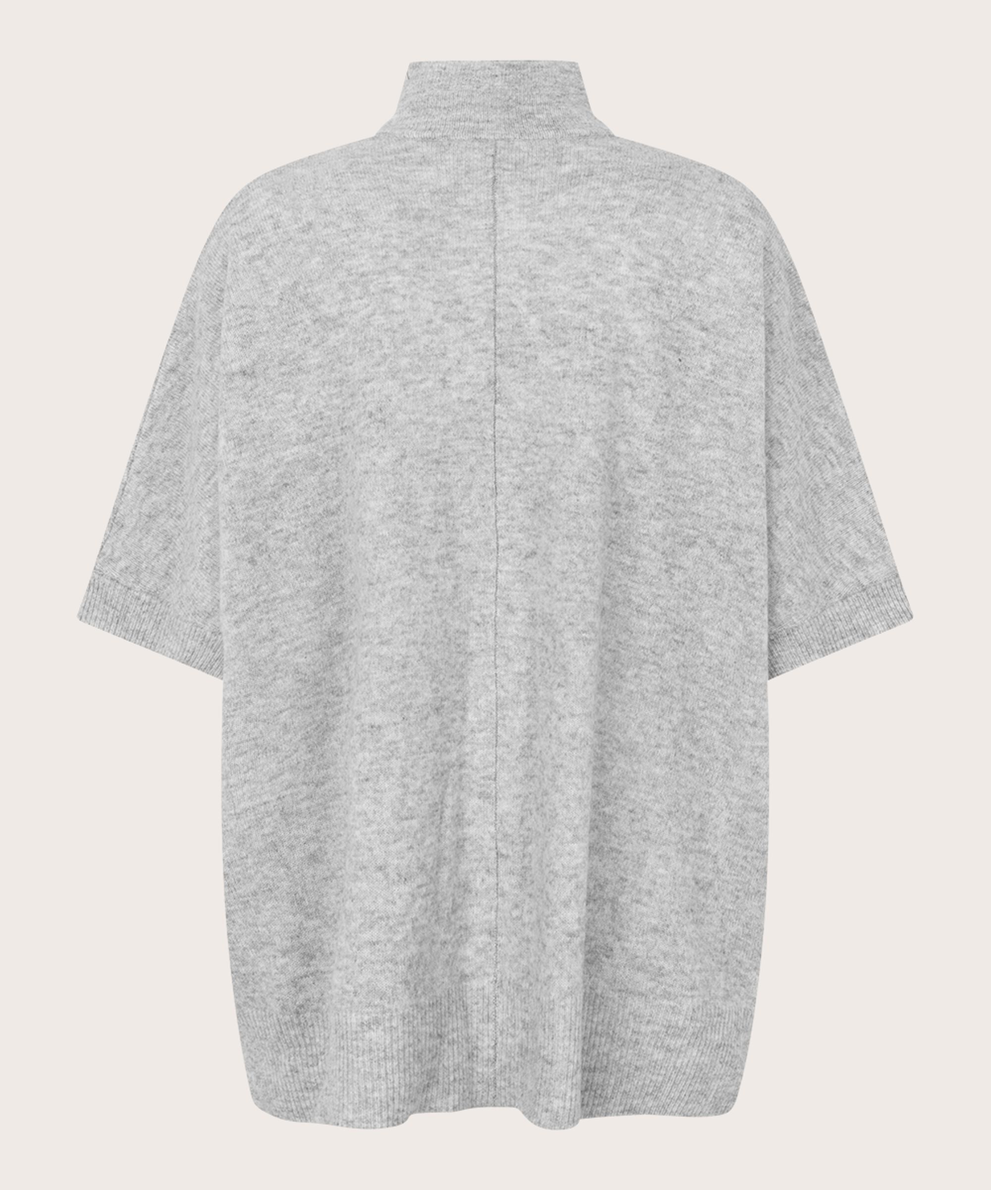 Strickjacke aus Wolle mit hohem Kragen, L. Grey mel.