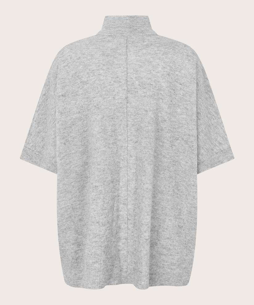 Strickjacke aus Wolle mit hohem Kragen, L. Grey mel.