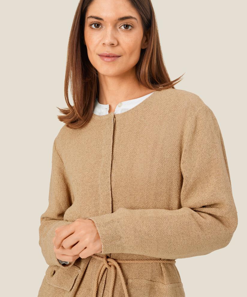 Bouclé-Jacke mit Bändern in der Taille, Safari