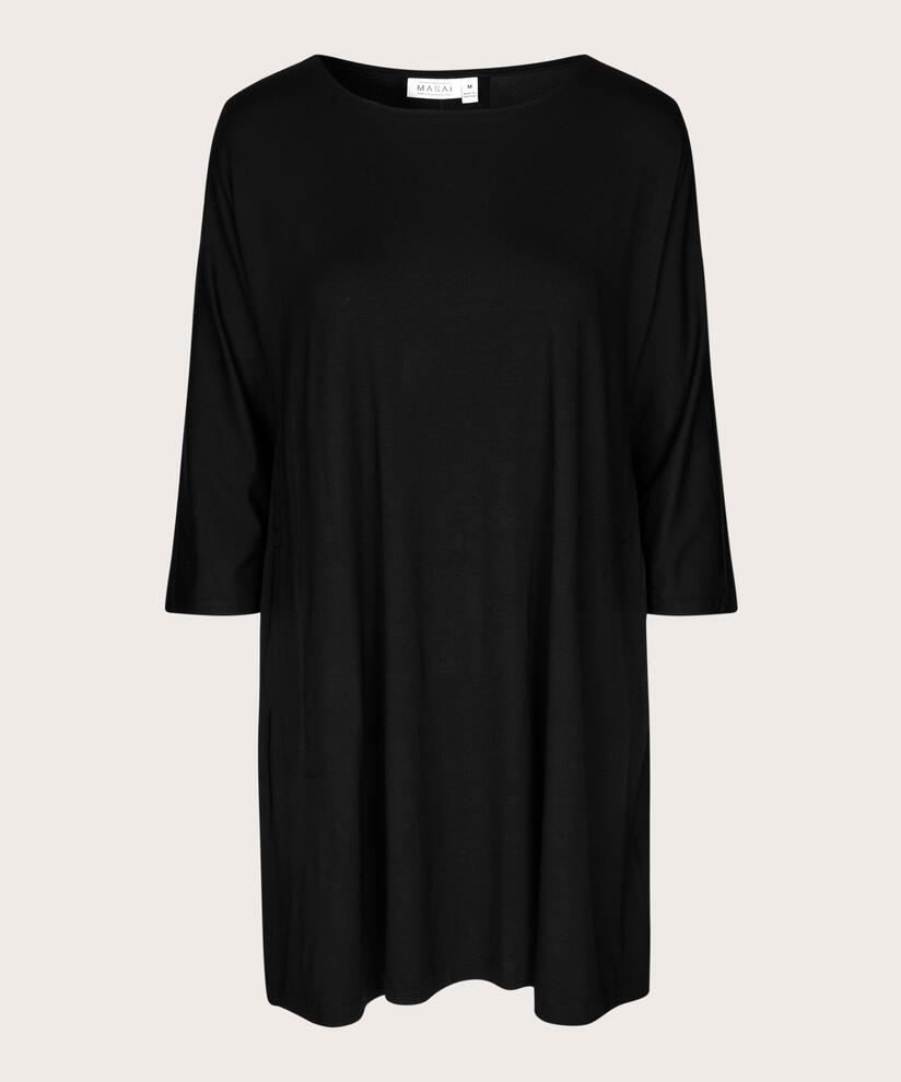 Jersey-tunika Mit Rundhals Und Eingrifftaschen, Black