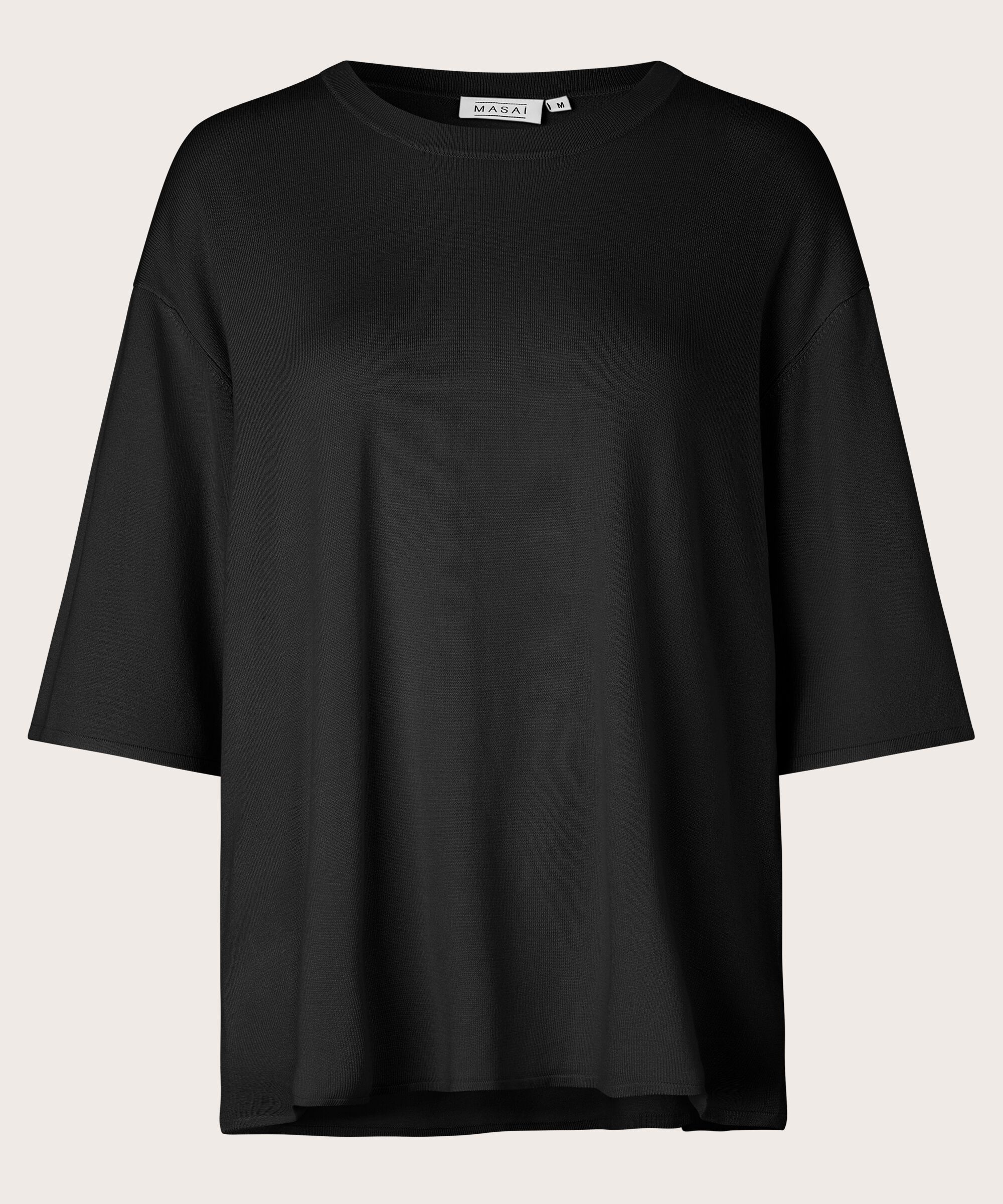 Strickpullover mit kurzen Ärmeln, Black