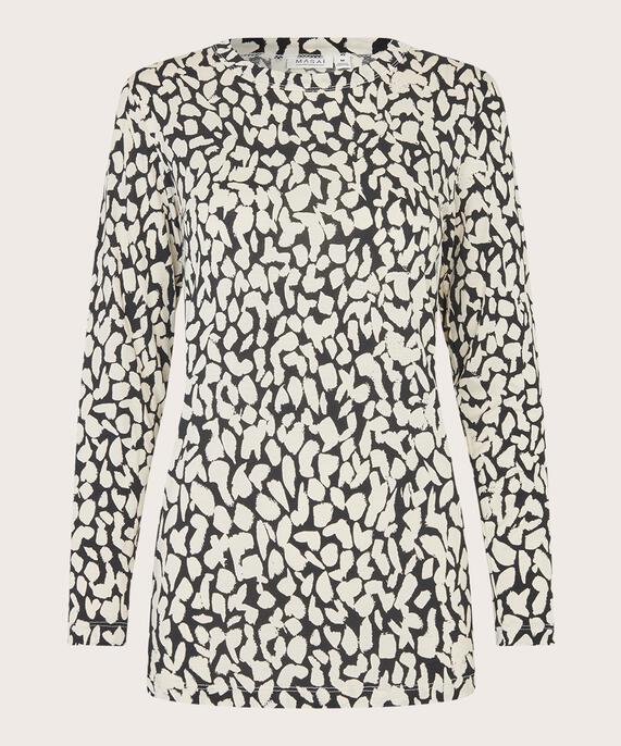 Langarm-Jersey-Top mit Print, Whitecap