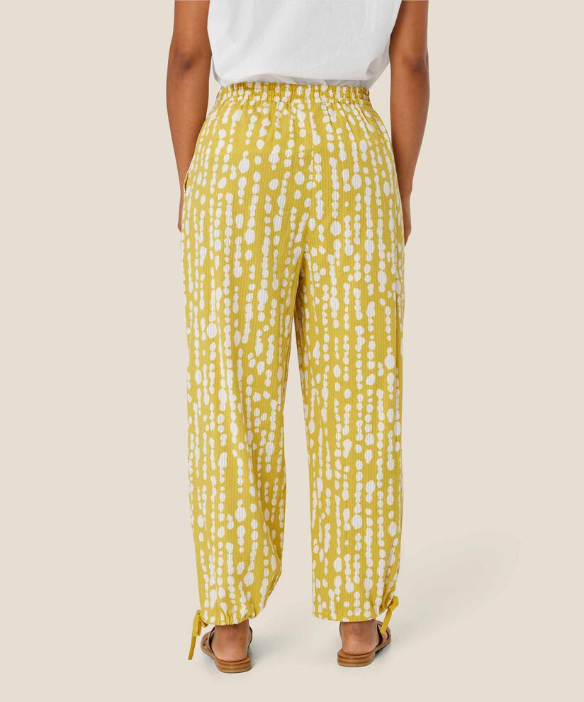Bedruckte Baumwollhose mit elastischem Bund, Oil Yellow