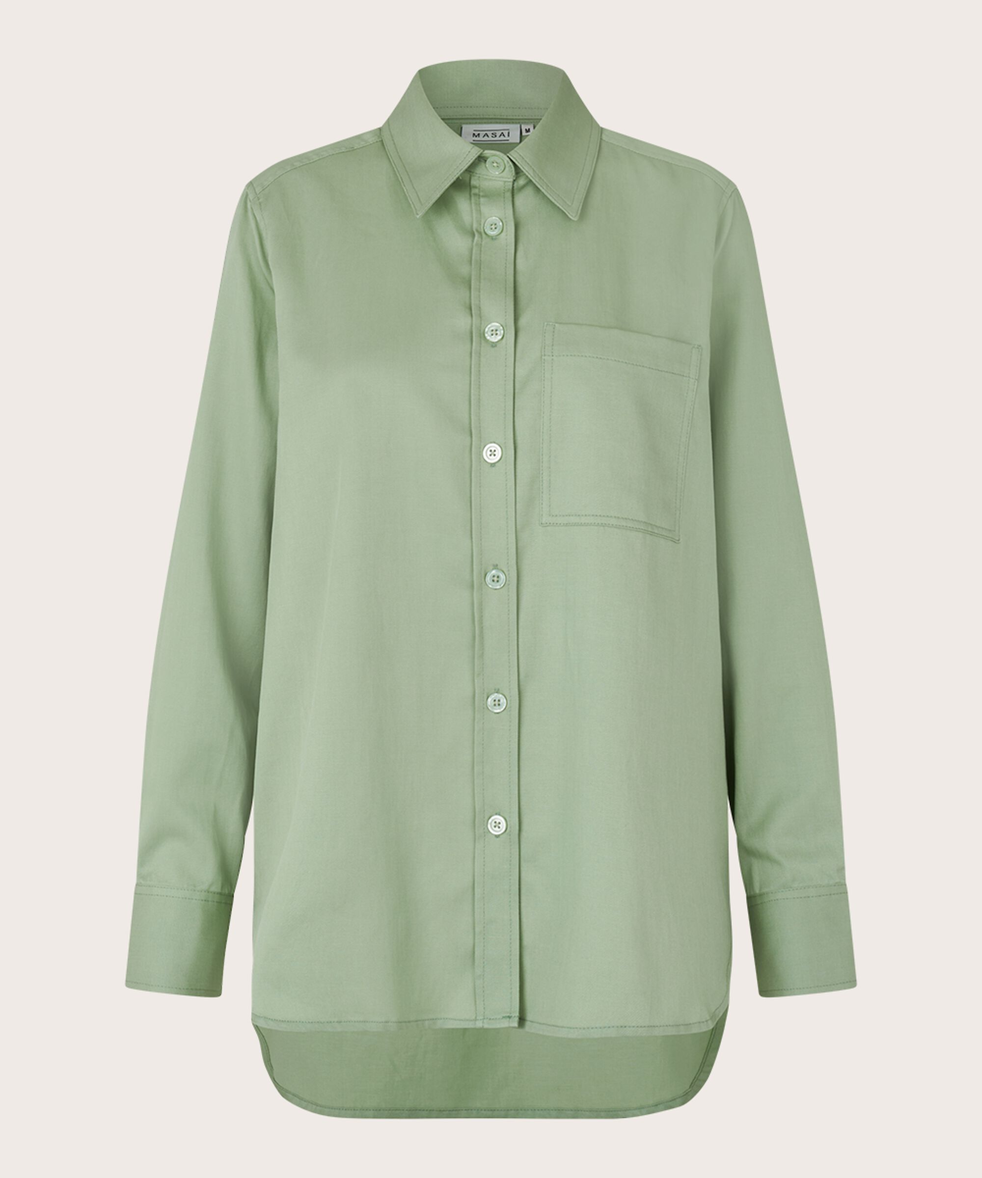 Hemd aus Baumwollmix mit längerem Rücken, Frosty Green