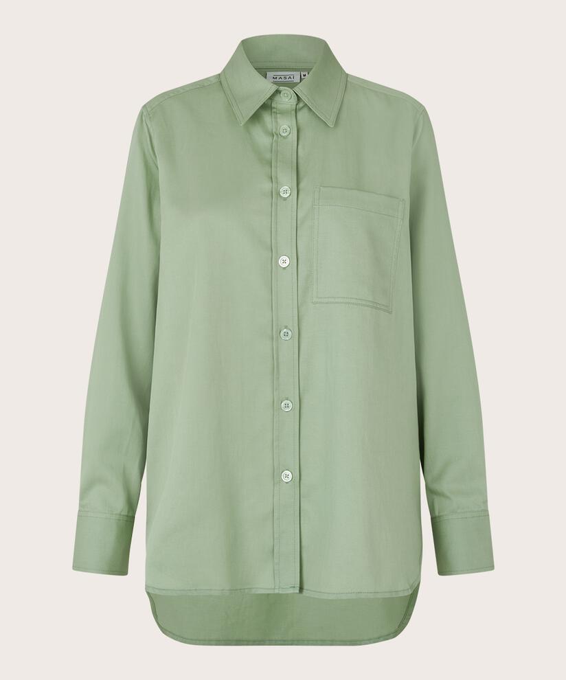 Hemd aus Baumwollmix mit längerem Rücken, Frosty Green