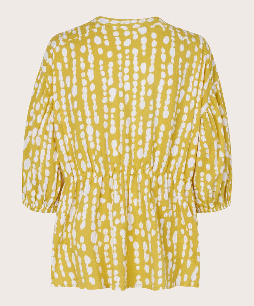 Bedrucktes Baumwollhemd mit elastischem Bund, Oil Yellow