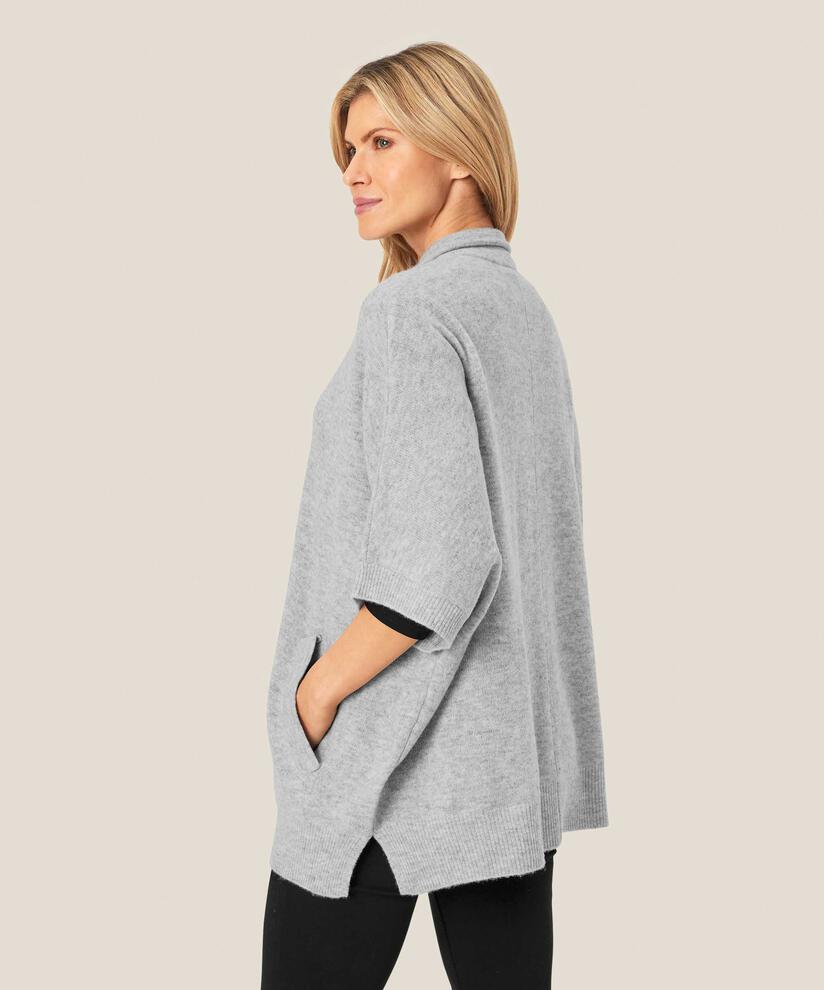 Strickjacke aus Wolle mit hohem Kragen, L. Grey mel.